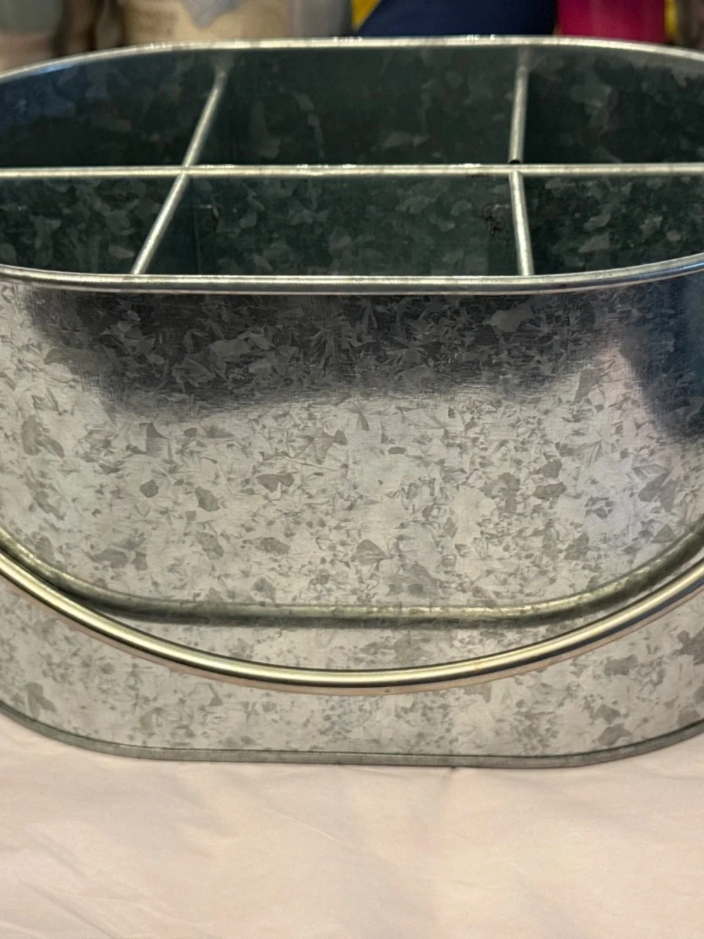 Like New Galvenized Silverware Caddy